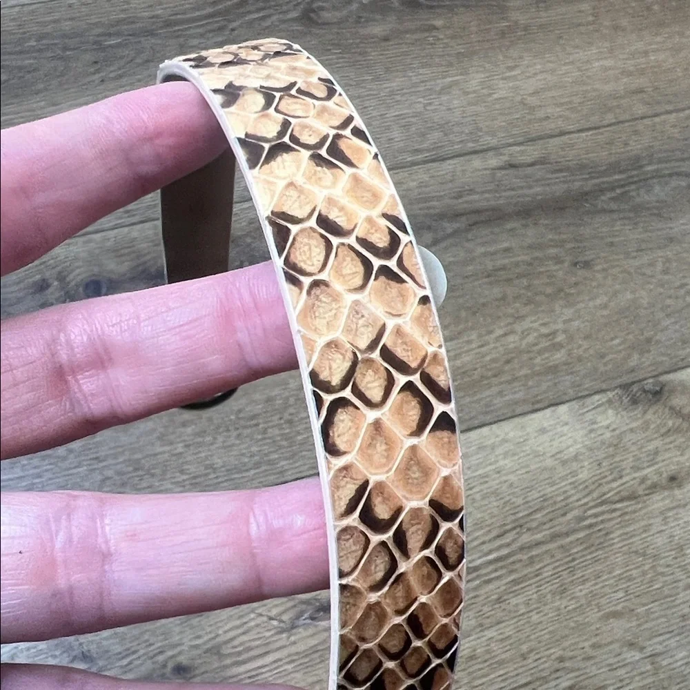 J. Crew Brown & Tan Snake Embossed Leather Belt Size M